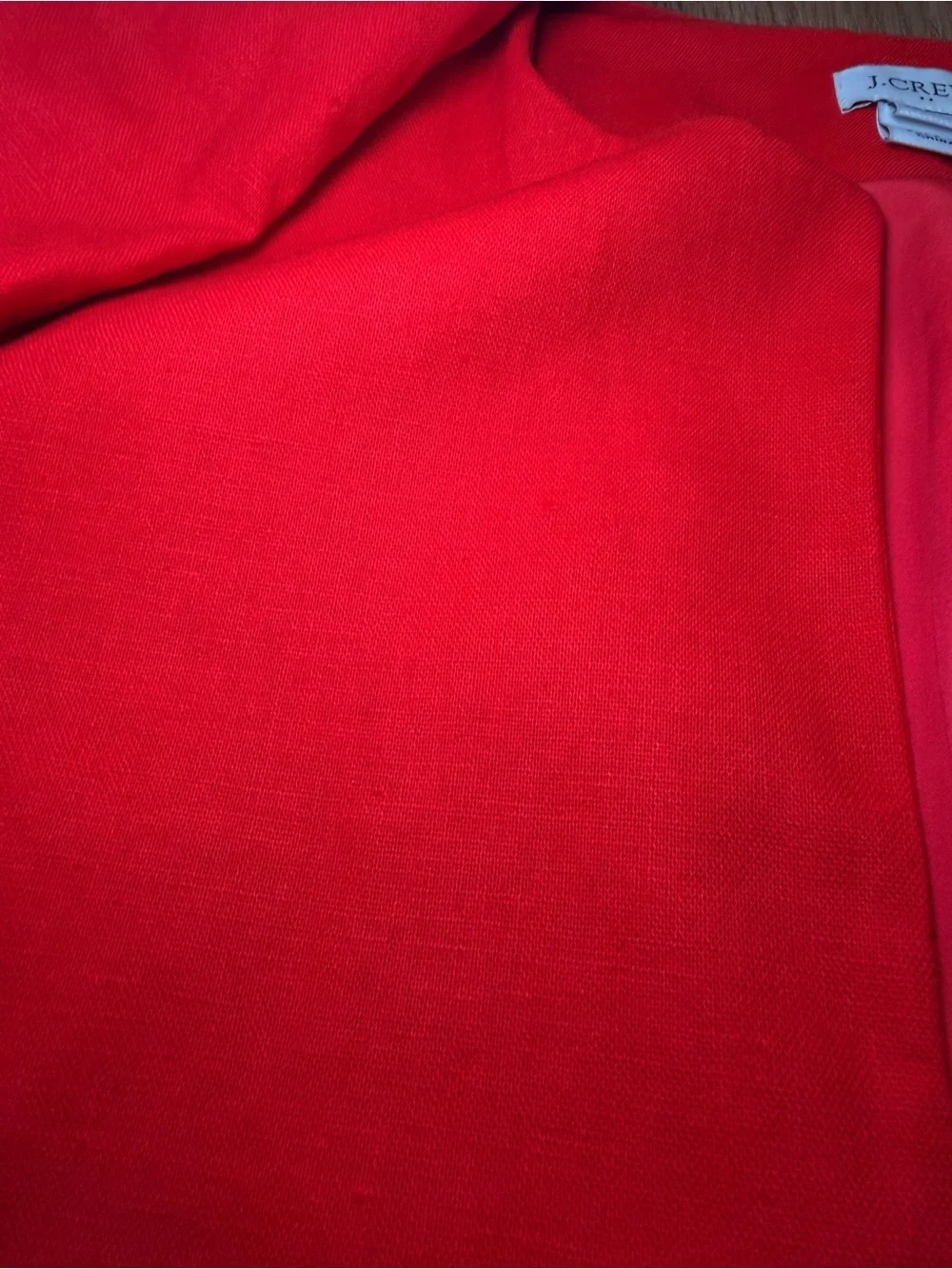 J.Crew Red Linen Blend Scallop Hem Jacket Blazer Small Preppy Holiday Workwear